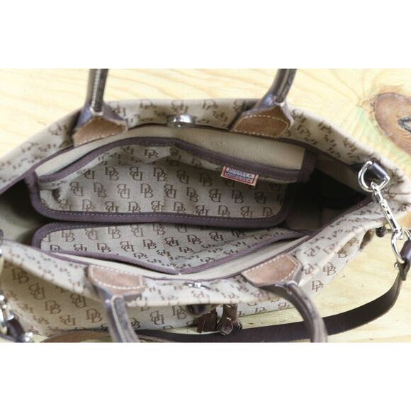 Dooney Bourke Bag Tassel Signature Monogram Brown Tote Vintage Zipper USA - Picture 5 of 14